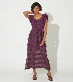 Milana Ankle Dressbordeaux Floral